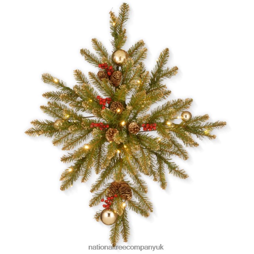 Greenery | National Tree Company 32in Glittery Gold Dunhill Fir Bethlehem Star with Battery Operated LED Lights F2L4F461